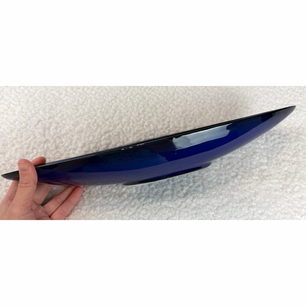 Elegant Cobalt Blue Boat-Shape Decorative Bowl - Picture 9 of 11